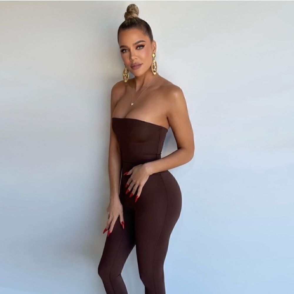 SKIMS Strapless Ribbed Jumpsuit in Rust - Picture 2 of 5